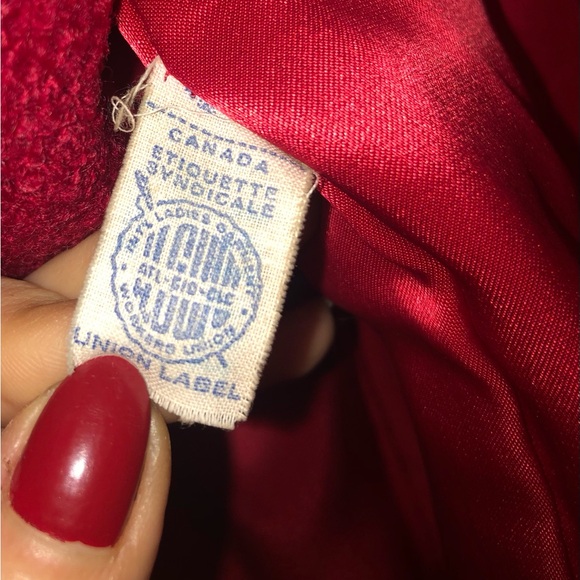 Vintage 60s red coat with black faux fur collar - Picture 5 of 6